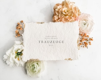 Trauzeuge Fragen Karte | Willst du mein Trauzeuge sein | Büttenpapier | handgeschöpftes Papier | Blattgold | gerissene Kanten