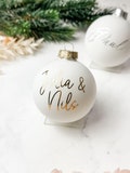 8 cm | Personalized Christmas bauble | Glass | labeled | Christmas decoration | Ball | Gold | White | Red | Individual | Gift