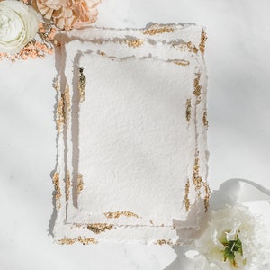 HANDGESCHÖPFTES PAPIER mit Blattgold | A4, A5, A6 | 300g, 500g | Baumwollpapier, Büttenpapier, handgemachtes Papier, Einladungspapier