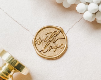 Wax seal "With love" with adhesive point for self-attaching | Adhesive