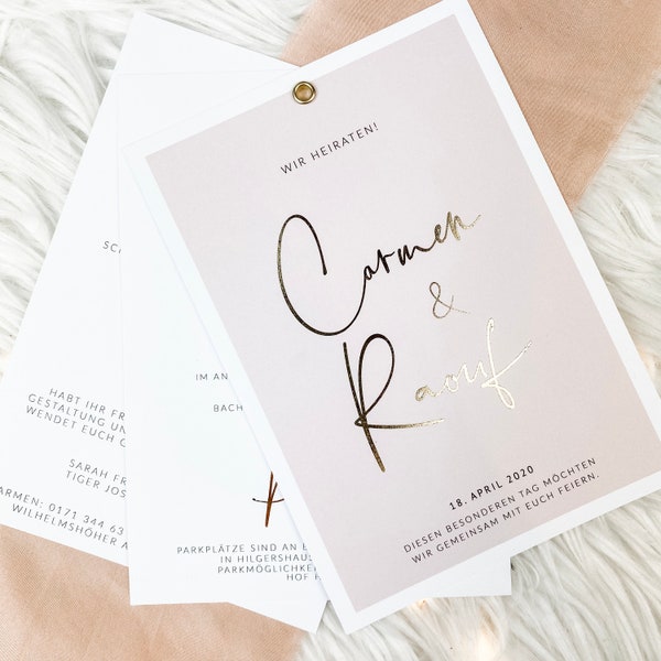 Wedding invitation | Eyelet | Hot foil | personalized wedding stationery A