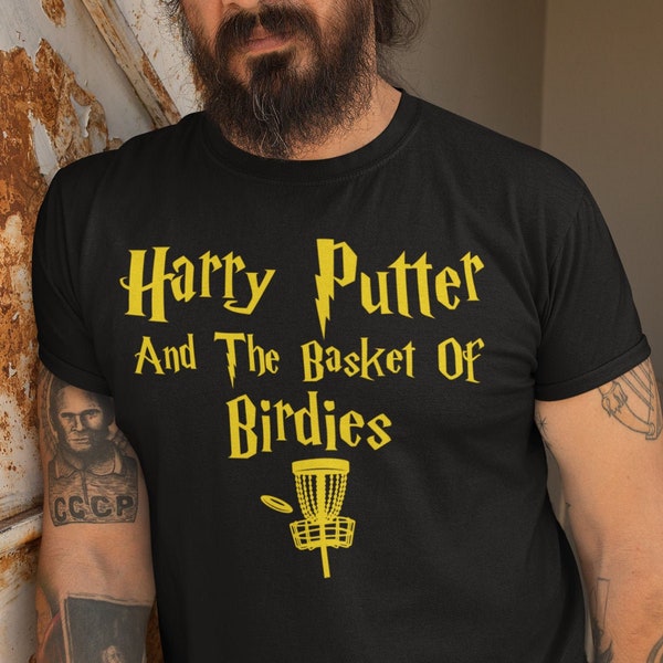 Frizzy Geek Designs: Harry Putter And The Basket Of Birdies Disc Golf Shirt. Disc Golf Tees