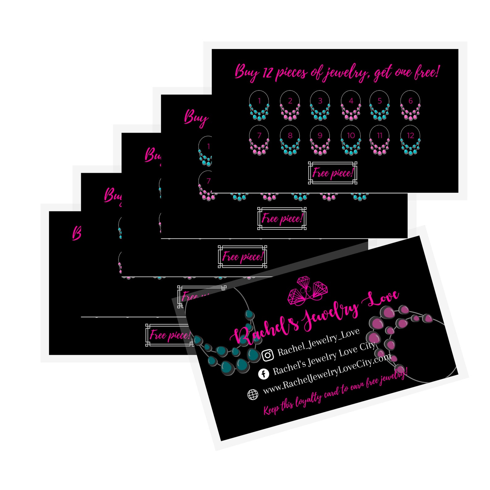Custom Loyalty Punch Card Buy 12 Get 1 Free Custom Etsy