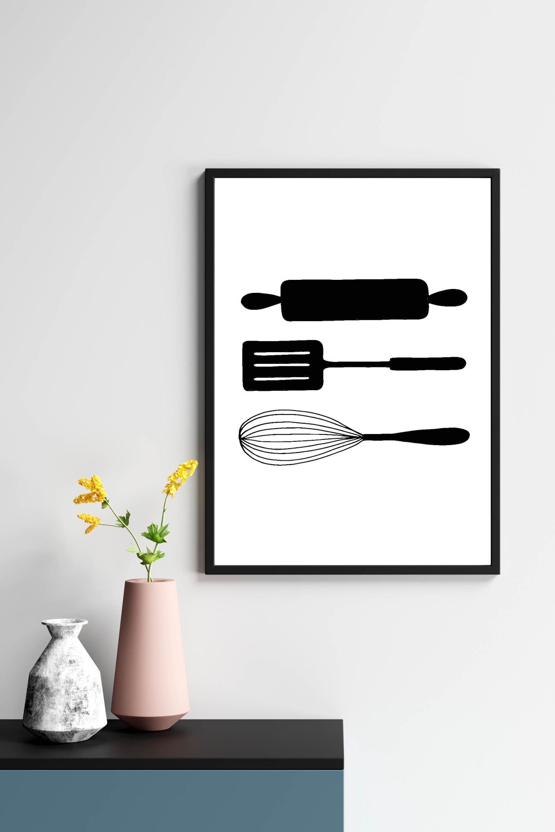 Kitchen utensils print Kitchen Wall art Kitchen wall decor | Etsy