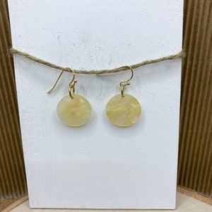 Opal Acetate Round Dangle Earrings; Opal Round Drop Earrings; Pearlescent Round Droop Earrings; Acetate Circle Drop Earrings; Boho Jewelry