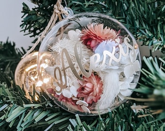 Personalise Christmas Dried Flower Bauble