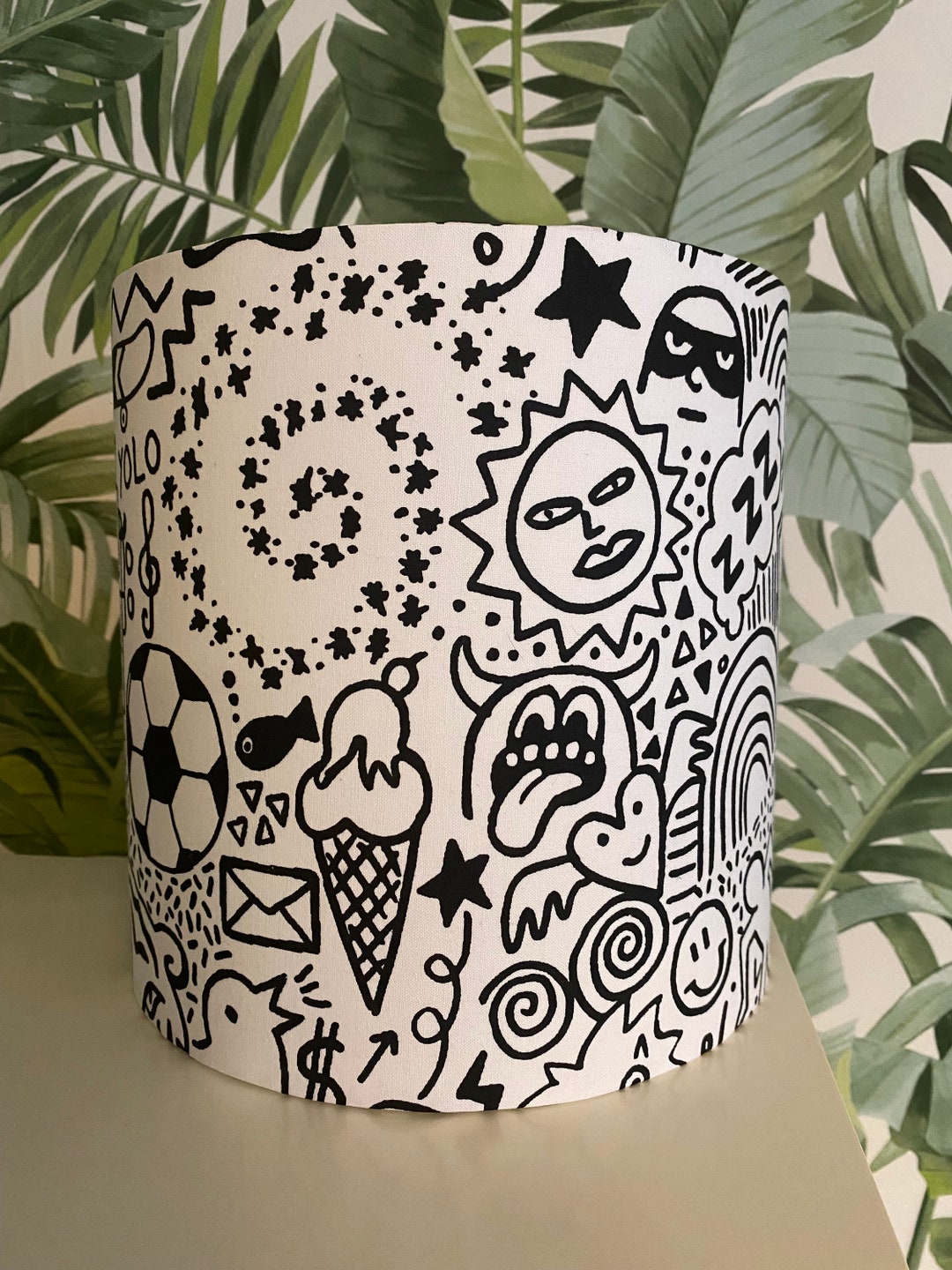 Style Lab Doodles Lampshade in Dunelm Fabric Comic Lampshade for Kids