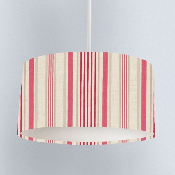 Pink Stripe lampshade for ceiling lampshade with stripes lamp shade in pink lampshade in Clarke Belle Raspberry fabric coastal lampshade
