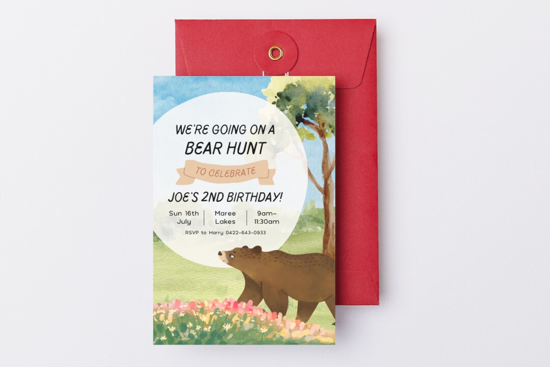 Bear Hunt Birthday Party Invitation Kid's Party Invitation Customizable