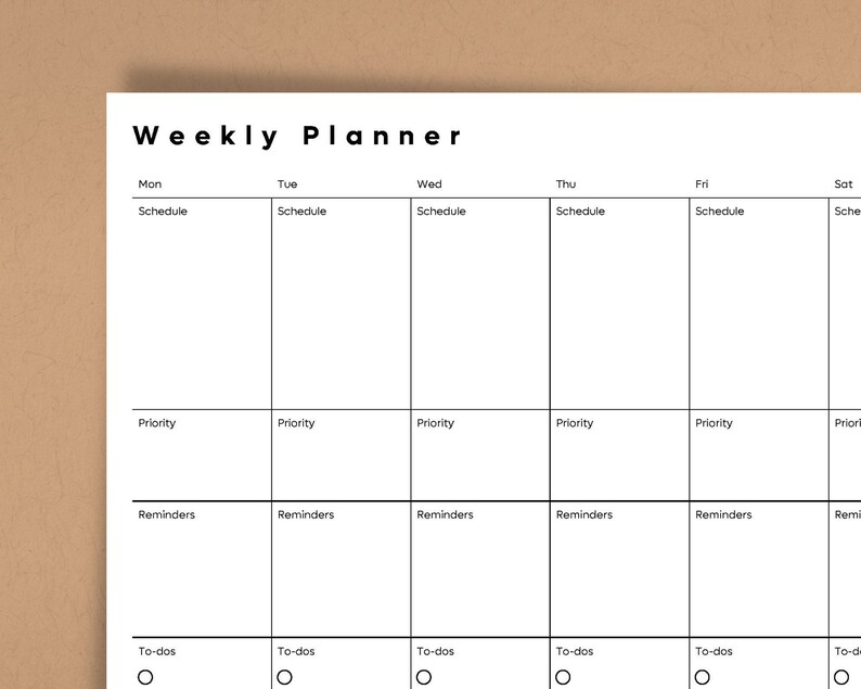 Weekly Schedule PDF Template Daily Schedule, Priority, To-do List ...