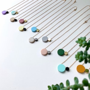 Geometric Polymer Clay Dot Necklace, Gold Plated Chain