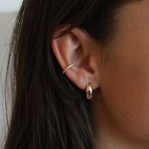 14k Gold Tube Hoops, Hinged Huggie Hoop Earrings image 2