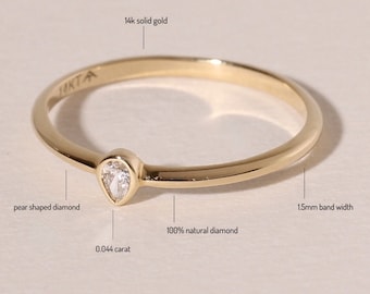Pear Diamond Engagement and Stacking Ring