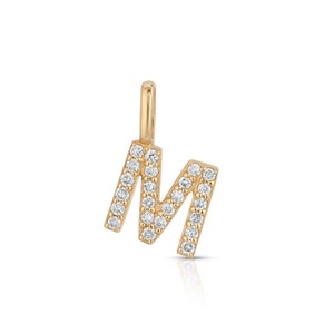 14K Gold Dainty Diamond Initial Charm