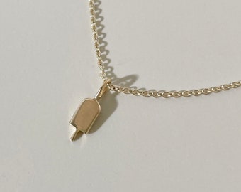 Tiny Solid 14K Gold Popsicle Charm, Gold Popsicle Pendant, Plain Gold Charm, Gold Charm, Tiny Gold Charms, Tiny Gold Charm Necklace