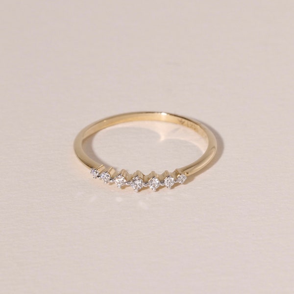 14k Solid Gold Diamant Ehering, Diamant Ehering, erschwingliche Ehering, Damen Ehering, Verlobungsring, Jubiläumsring