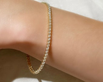 Diamond Tennis Bracelet, 4 Carat Diamond Tennis Bracelet, 14k Gold Bracelet for Women, Bridal Jewelry