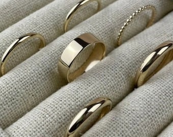 1mm - 4mm Gold Wedding Bands, Thin Minimalistic Stacking Rings