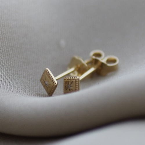 14K Yellow Gold Tiny Bow Stud Earrings Solid Gold Etsy