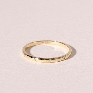 14k Gold Diamond Ring, Stacking Ring, Wedding Band image 1