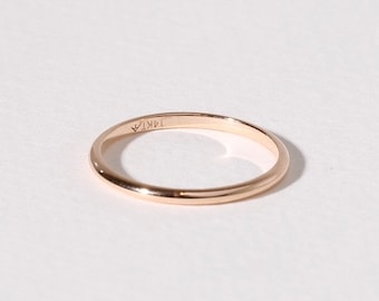 14k Rose Gold Simple Wedding Band, Thin Gold Band, Plain Rose Gold Band
