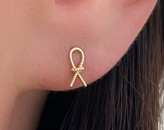 Love Knot Stud Earrings, 14k Gold Earrings