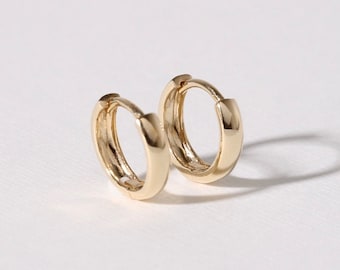 14k Gold Thick Hoop Earrings, Chunky Hoops