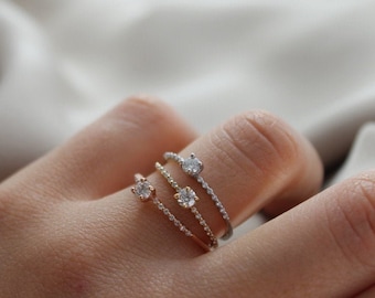 Dainty Diamond Solitaire Engagement Ring