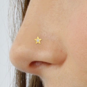 14k Gold Stars Nose Stud