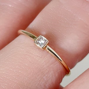 Princess Cut Diamond Solitaire Ring, Diamond Stacking Ring, Princess Cut Diamond Bezel Set Ring