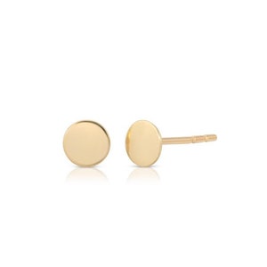 14k Gold Tiny Disc Stud Earrings