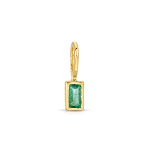 Tiny Emerald Charm, Emerald Charm Yellow Gold, Emerald Charm for Necklace, 14k Gold Charm, 14k Gold Emerald Charm, Solid Gold Charm Necklace