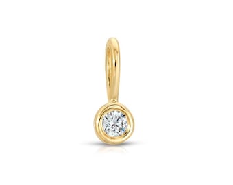 Petit pendentif à breloques en or massif 14 carats avec diamants
