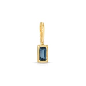 Tiny Sapphire Charm, Blue Sapphire Charm, Baguette Sapphire Charm, 14k Solid Gold Charm, 14k Gold Charm, 14k Gold Charm Vintage