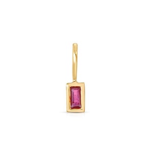 Tiny Ruby Charm, Red Ruby Charm, Baguette Ruby Charm, 14k Solid Gold Charm, 14k Gold Charm, 14k Gold Charm Vintage