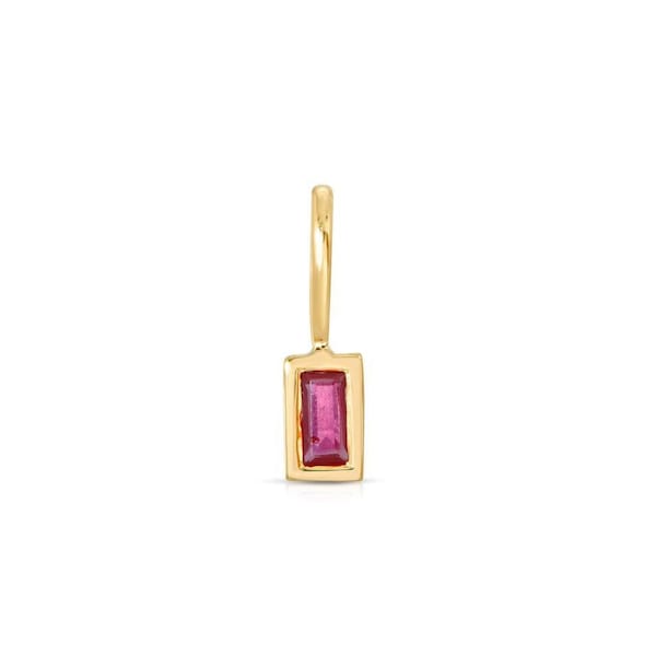 Tiny Ruby Charm, Red Ruby Charm, Baguette Ruby Charm, 14k Solid Gold Charm, 14k Gold Charm, 14k Gold Charm Vintage