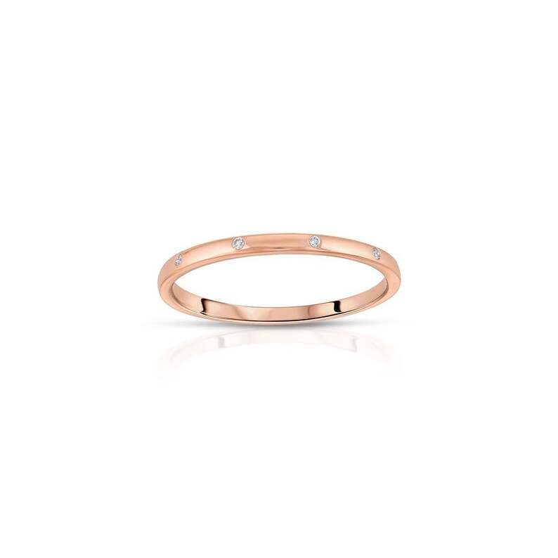 14k Gold Diamond Ring, Stacking Ring, Wedding Band Rose gold