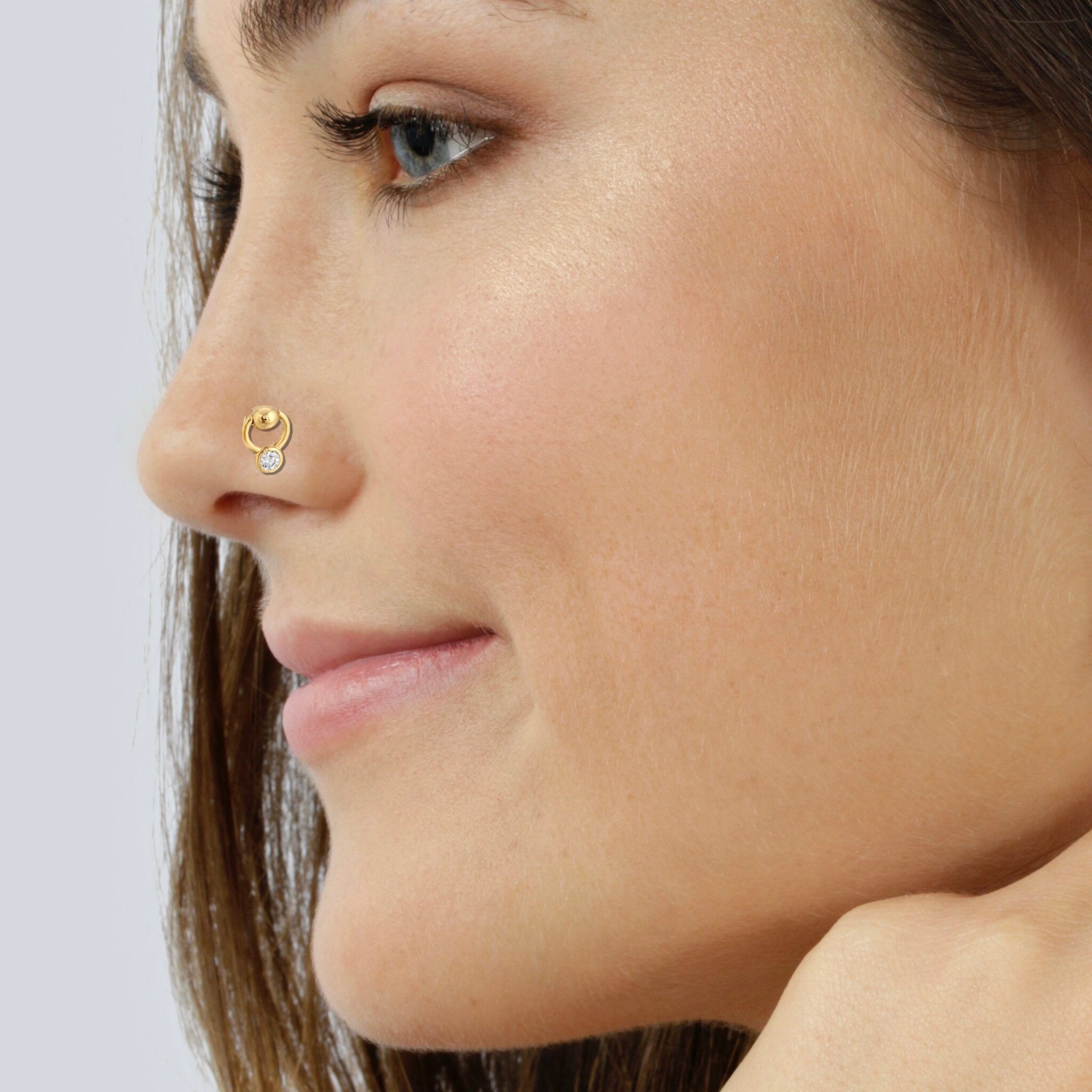 Unique Nose Ring Diamond Nose Ring Nostril Screw Gold Nose Etsy Uk