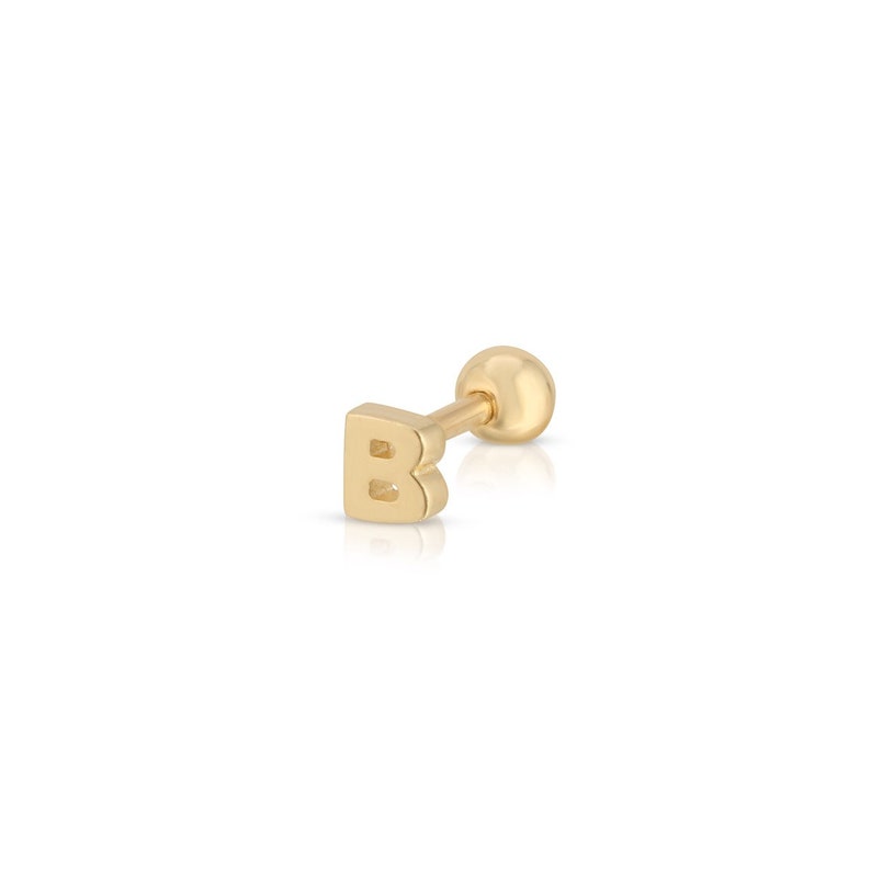 Mini 14k Solid Gold Initial Stud Earrings, Gold Letter Studs, Single Stud, Mix and Match image 4