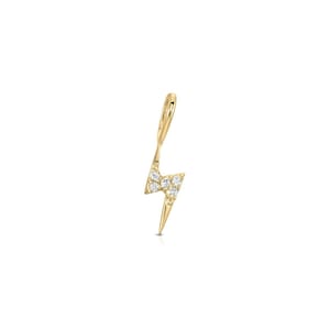 Tiny Lightening Bolt Charm, 14k Gold Diamond Charm, Diamond Charm, 14k Gold Charm, Lightening Bolt, Charms & Pendant, Diamond Charm Necklace