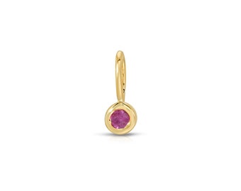 Tiny Red Ruby Charm, Round Charm, 14k Solid Gold Charm, Small Gold Charms, Gold Charms, 14k Gold Charm, Ruby Birthstone