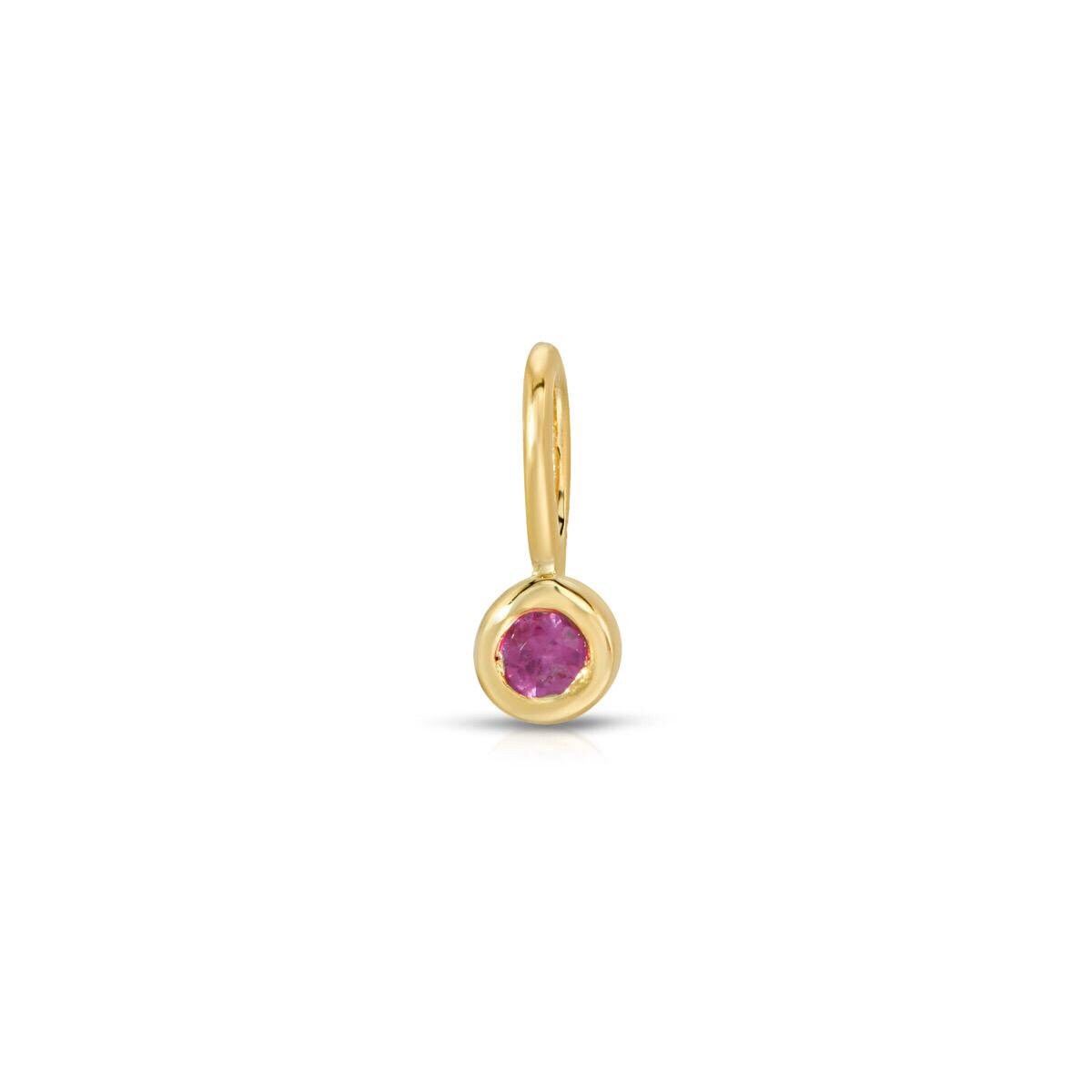 Tiny Red Ruby Charm Round Charm 14k 