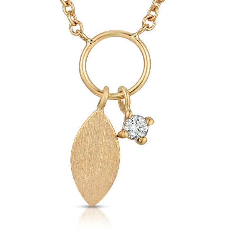 Diamond Charm Necklace 14k Solid Gold Charm Necklace Etsy