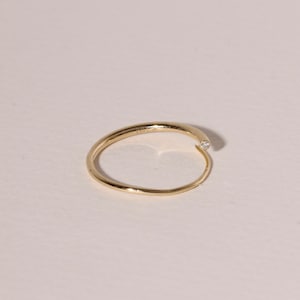 14k Gold Diamond Tusk Ring, Unique Open Cuff Ring