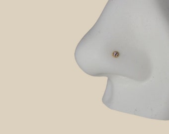 Solid 14k Gold Diamond Nose Stud