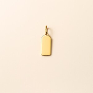 14k Gold Dog Tag Charm Pendant