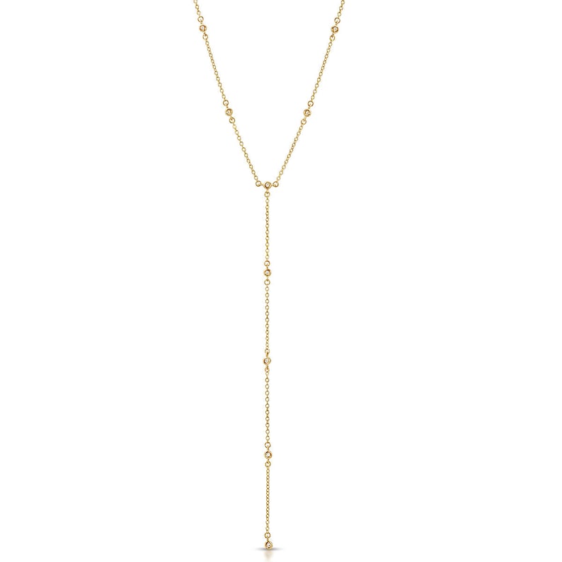 Solid Gold Lariat Necklace Diamond Lariat Necklace Diamond Etsy