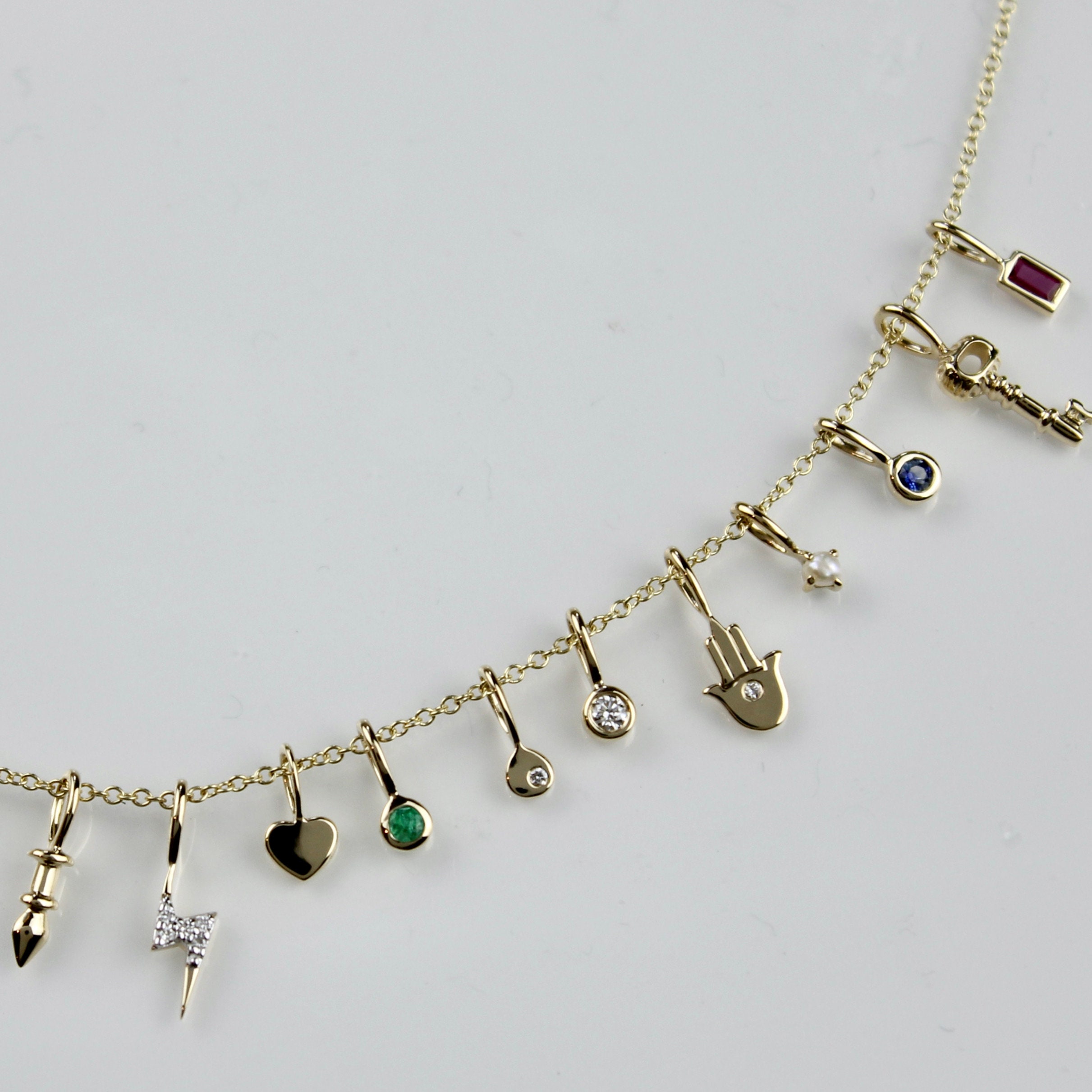 Tiny 14k Solid Gold Diamond Charm Pendant Etsy