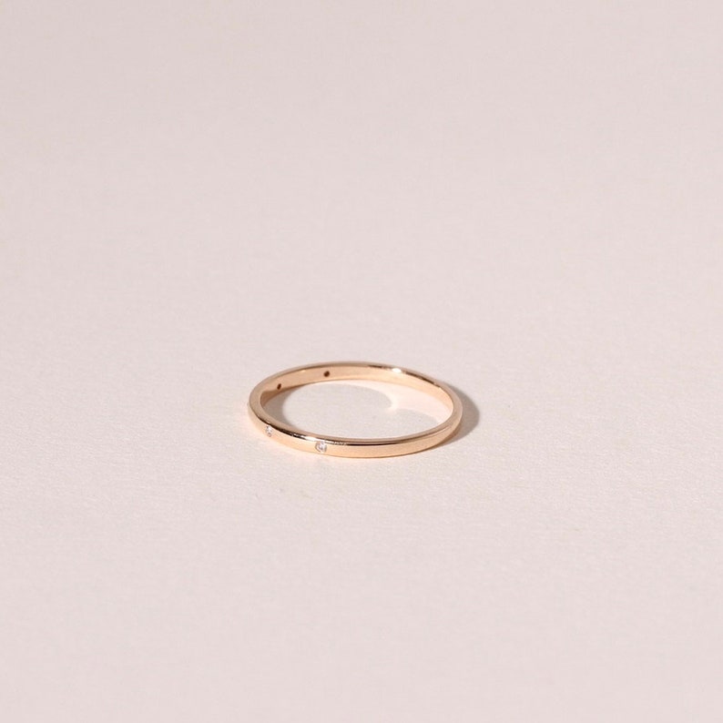 14k Gold Diamond Ring, Stacking Ring, Wedding Band image 8