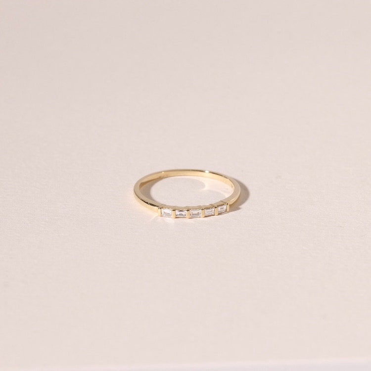 Baguette Diamant Ehering, Baguette halber Eternity Ring, 14k Gold Verlobungsring